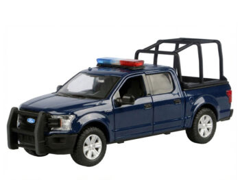 Motormax 79543 2019 Ford F-150 Lariat Crew Cab 1:27 with Stand Cage & Light and Sound Blue