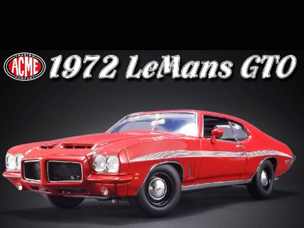 Acme A1801210 1972 Pontiac LeMans GTO 1:18 Red with White Stripes