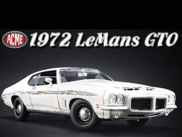 Acme A1801211 1972 Pontiac LeMans GTO 1:18 White with Black Stripes
