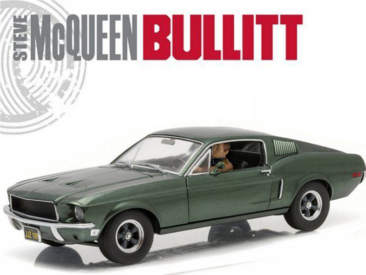 Greenlight 12938 V Bullitt 1968 Ford Mustang 1:18 with Sit Steve Mcqueen Figure Green