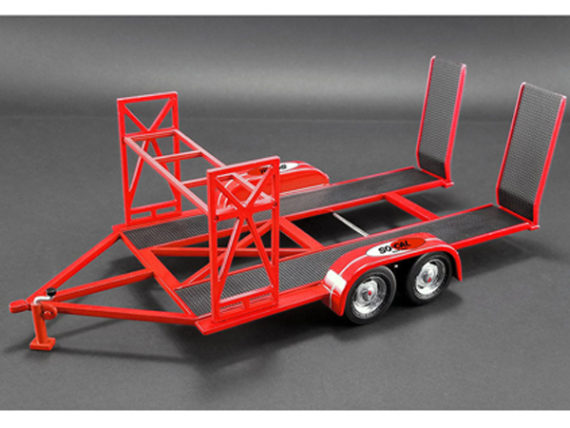Gmp 18907 So Cal Speed Shop Tandem Car Trailer with Tire Rack For 1:18 Model Car Red