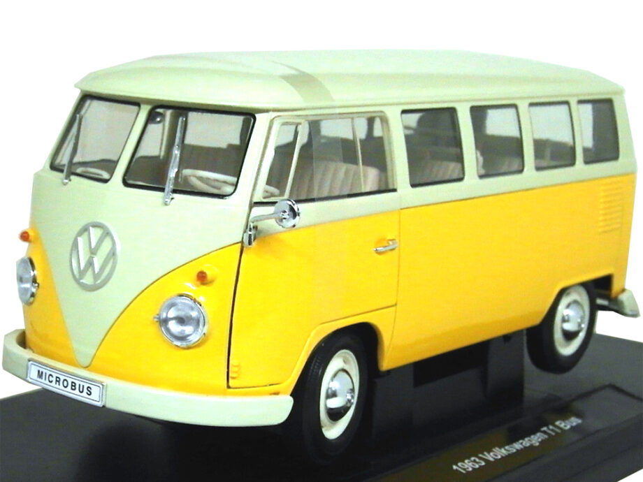 Welly 18054 1963 VW Volkswagen T1 Bus Van 1:18 Yellow / Beige