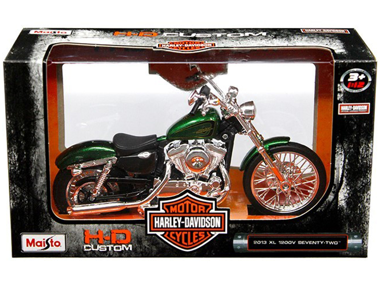 2013 Harley Davidson XL 1200V Seventy-Two Verde 1:12 By Maisto 32335 Cruiser 