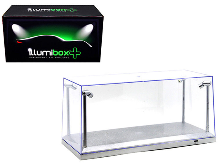 Illumibox 14002 Clear Display Show Case for 1:18 with LED Lights Silver Base