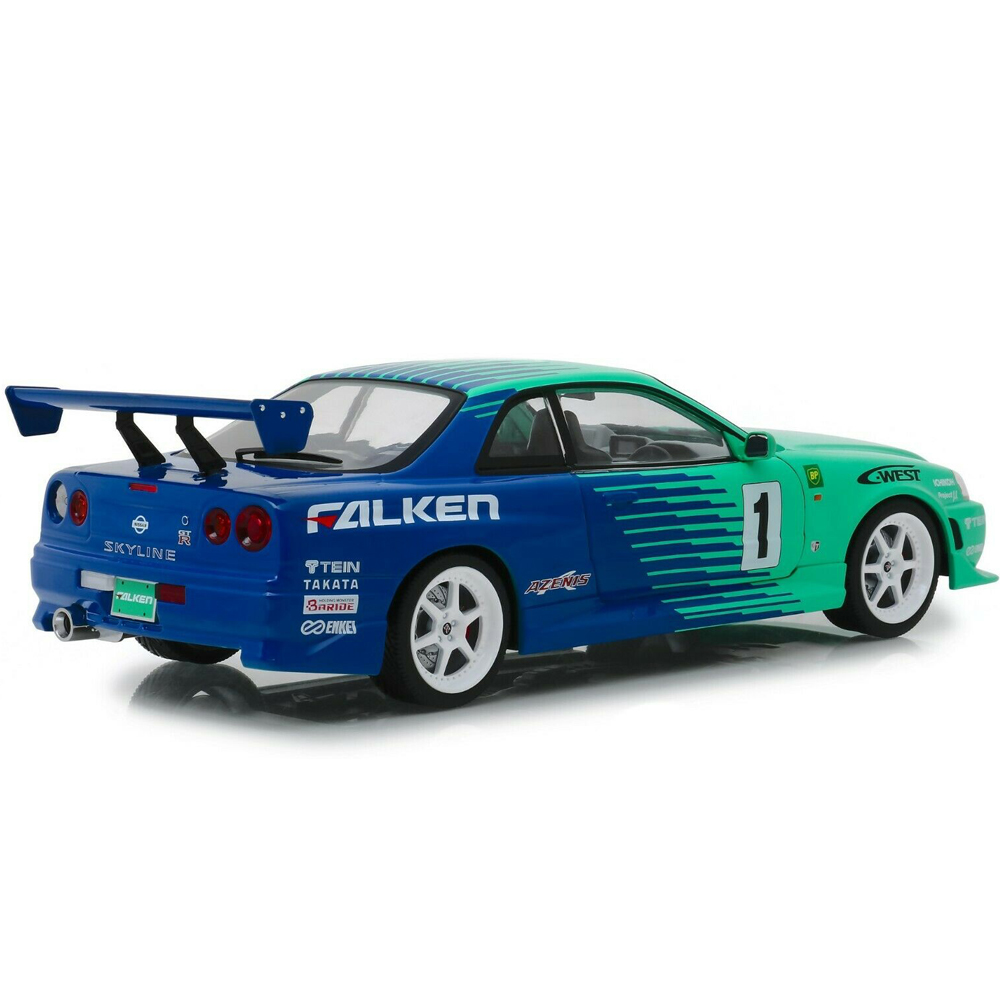 Greenlight 19050 1999 Nissan Skyline GT-R R34 #1 Falken Tires 1:18 Green  Blue