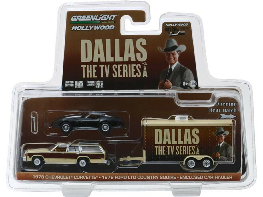 Greenlight 31070 C Hitch & Tow Dallas Ford Country Squire & Chevy Corvette C3 1:64 Set