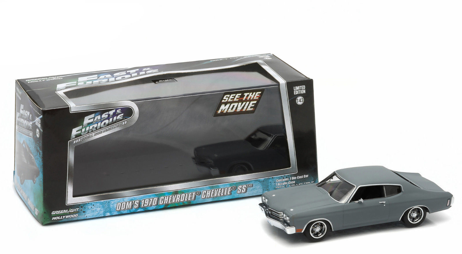 Greenlight Fast & Furious Dom's 1970 Chevy Chevelle ss Grey 1:43 86227 