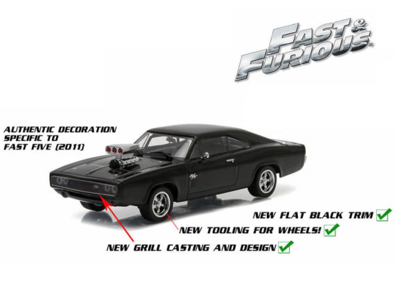 Greenlight 86228 Fast & Furious 5 Dom's 1970 Dodge Charger R/T 1:43 Black