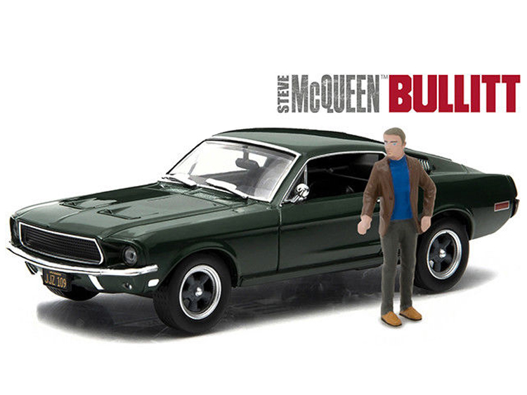 Greenlight 86433 Bullitt 1968 Ford Mustang GT 1:43 with Steve McQueen Figure Green