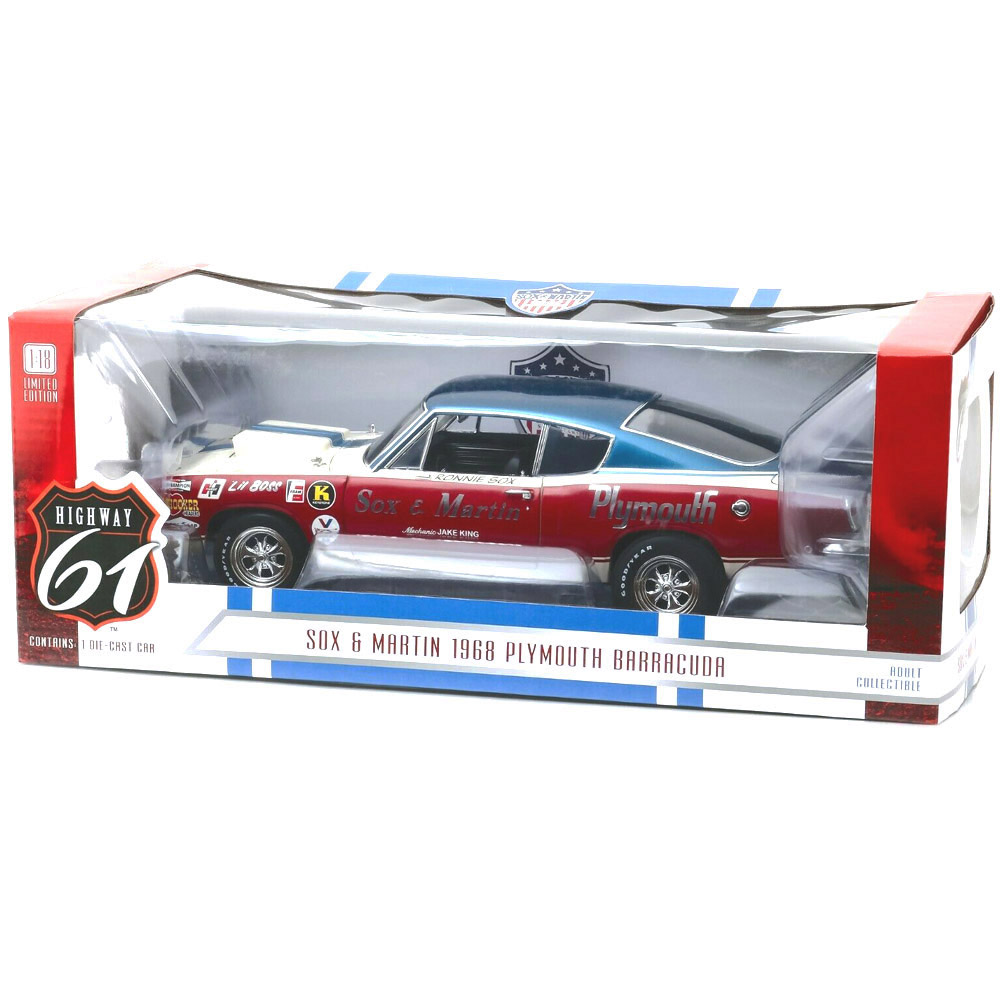 HIGHWAY 61 SOX & MARTIN 1968 PLYMOUTH BARRACUDA LIMITED EDITION 1/18 