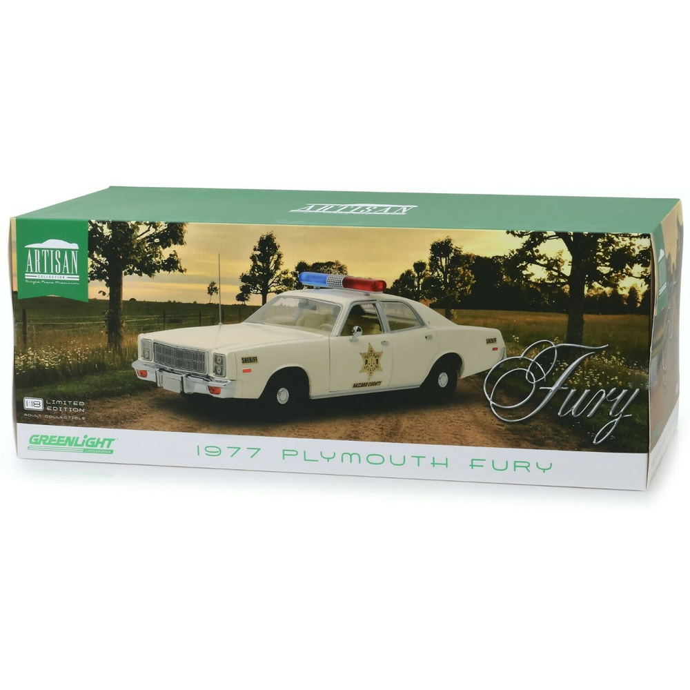 Greenlight 19055 Hazzard County Sheriff 1977 Plymouth Fury 1/18 Diecast White for sale online 