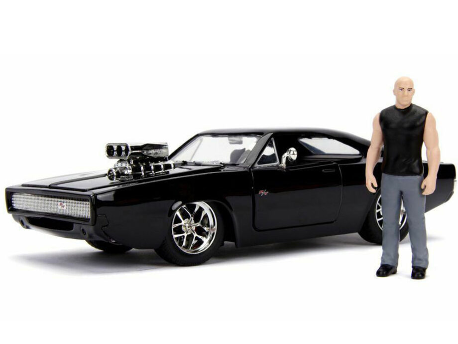 Jada 30737 Fast & Furious 1970 Dodge Charger 1:24 with Dom Figure Black