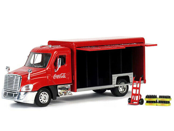 Motor City Classics 450060 Coca Cola Coke Beverage Delivery Truck 1:50 with Handcart & 4 Bottle Cases Red