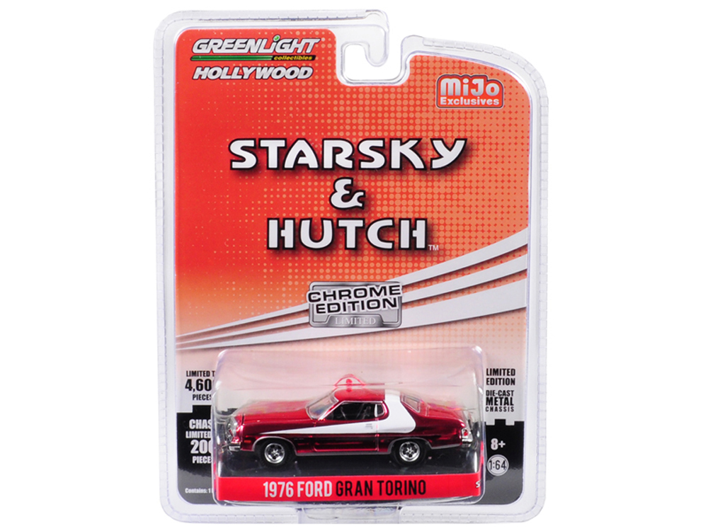 GREENLIGHT 51224 1/64 FORD GRAN TORINO STARSKY AND HUTCH CHROME RED 