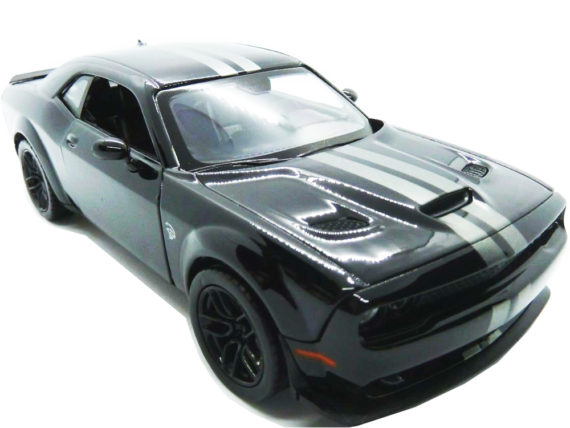 Motormax 79350 2018 Dodge Challenger SRT Widebody 1:24 Black with Grey Stripes