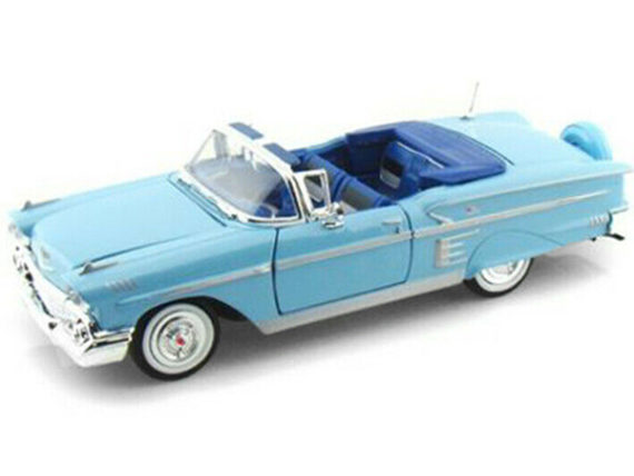 Motormax 73267 1958 Chevrolet Impala Convertible 1:24 Light Blue