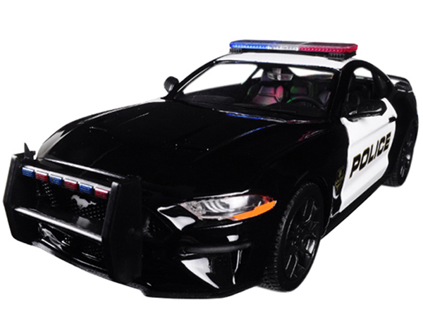 Motormax 76968 2018 Ford Mustang GT 5.0 1:24 Police Car Black White