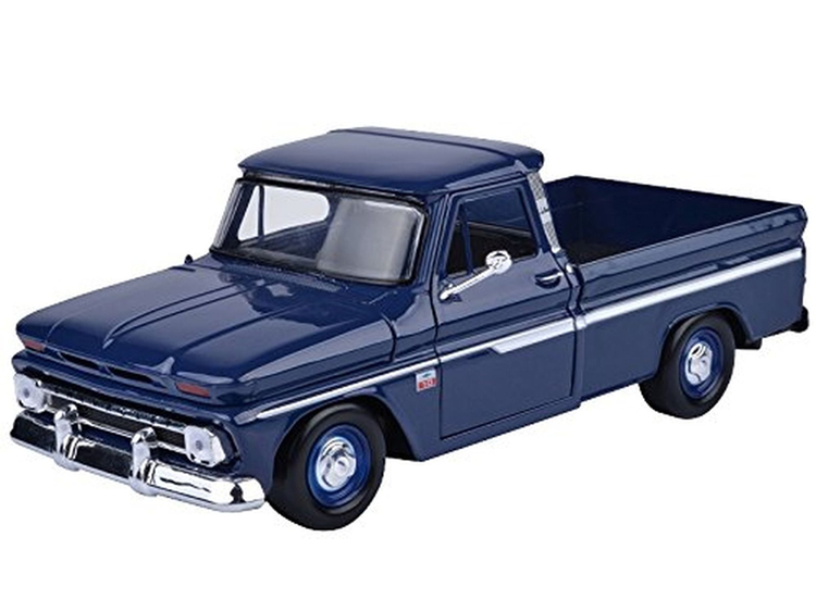 Model Chevrolet C-10 1966 Fleetside Pickup Truck Diecast Scale 1:24 Blue 73355 