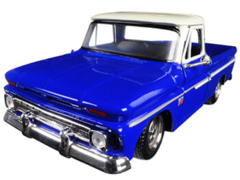 Motormax 73355 1966 Chevrolet C10 Fleetside Pick Up Truck 1:24 Blue / Cream