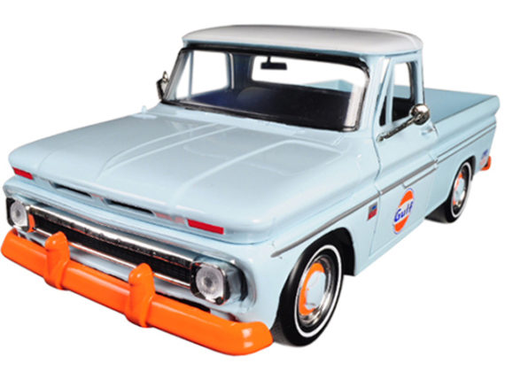 Motormax 79648 1966 Chevrolet C10 Fleetside Pick Up Truck 1:24 Gulf Light Blue