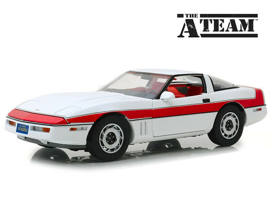 Greenlight 13532 Hollywood The A Team 1984 Chevrolet Corvette C4 1:18 White Red
