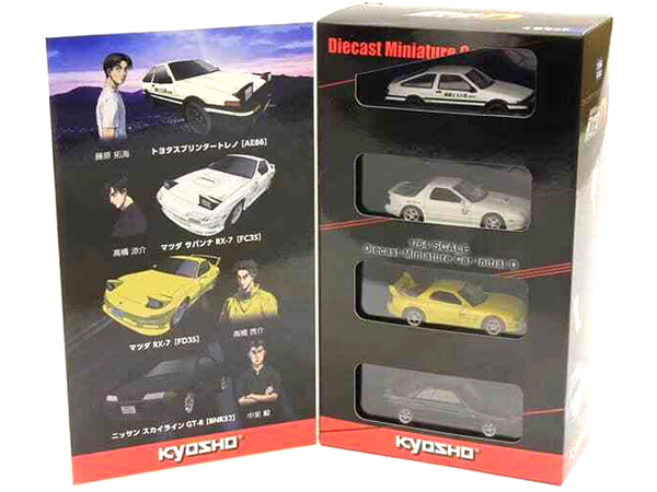 Kyosho K0757A6 Initial D Mazda RX7 FC FD Nissan Skyline R32 & Totota AE86 1:64 Set