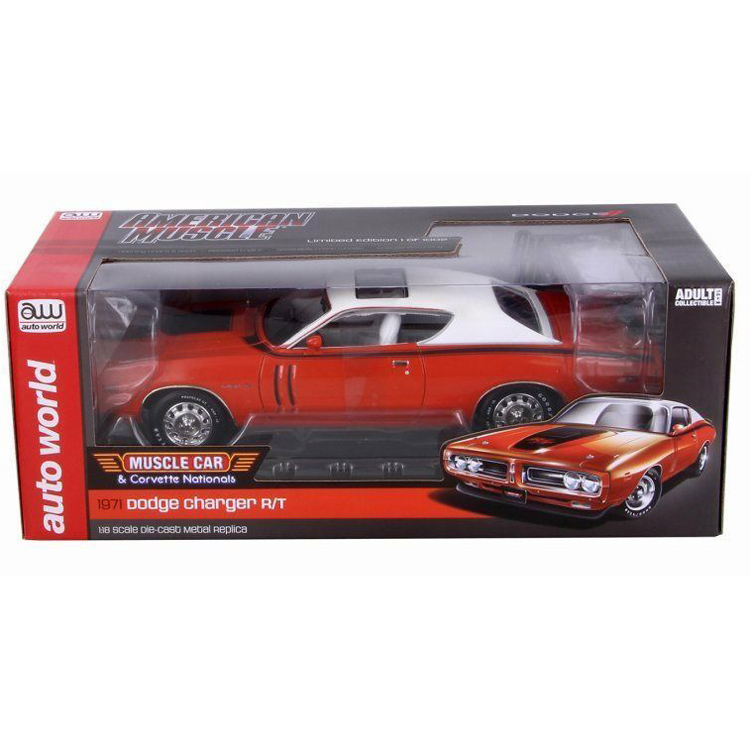Autoworld Amm1148 1971 Dodge Charger R/T with White Sunroof 1:18 Orange ...