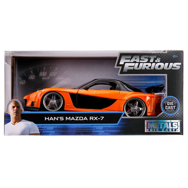 Fast & Furious Han's Mazda RX-7 Orange Jada 1:24 30732 Diecast Model Car Movie