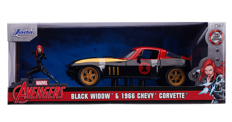 1966 Chevrolet Corvette With Black Widow Diecast Figurine Avengers Marvel Series for sale online