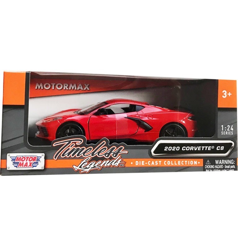 Modèle Réduit Chevrolet Corvette Stingray C8 2020 Rouge - Échelle 1:24 - Portes Ouvrantes - Métal Diecast