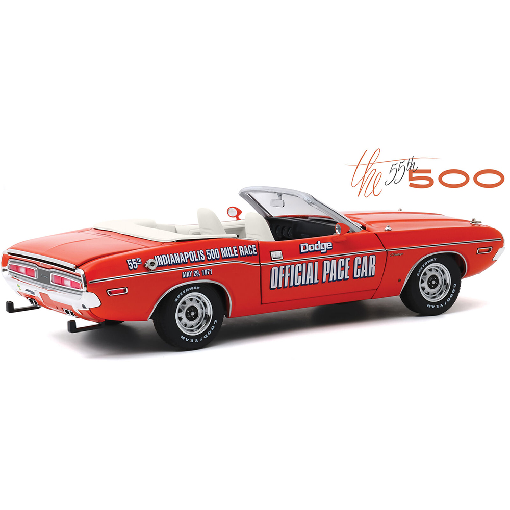 Greenlight 13569 1971 Dodge Challenger 1:18 Pace Car Indianapolis Race & 2  Flags » BT Diecast