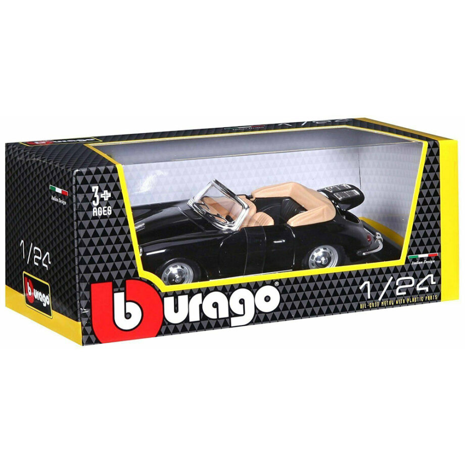 Bburago 18-22078 1961 Porsche 356 B Convertible 1:24 Black