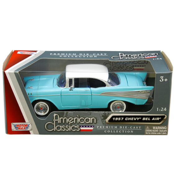 1957 Chevy Bel Air Black Motormax Premium American 73228 1/24 Diecast Model Car