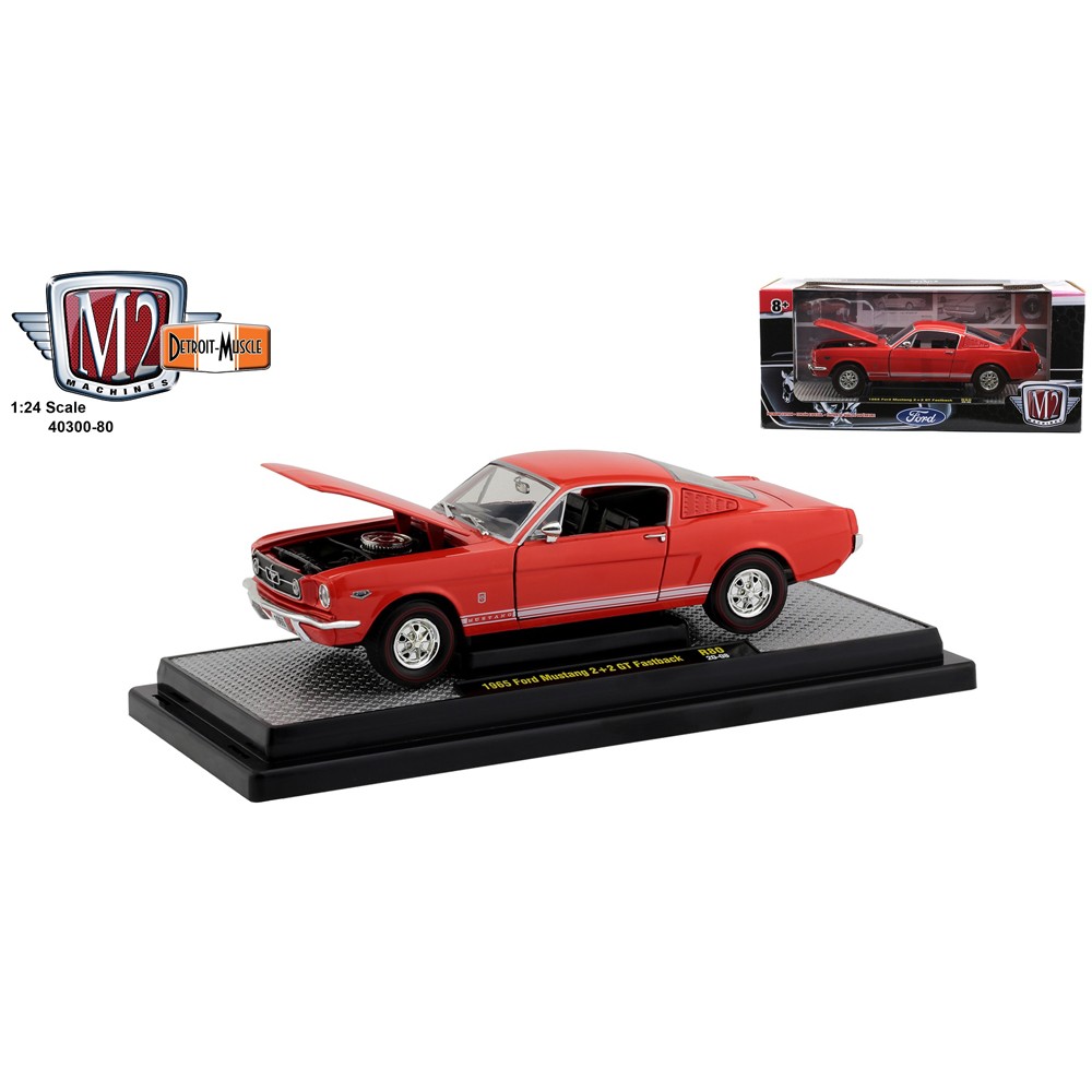 1965 FORD MUSTANG 2+2 GT FASTBACK RANGOON RED 1/24 DIECAST MODEL M2 40300-80 A 