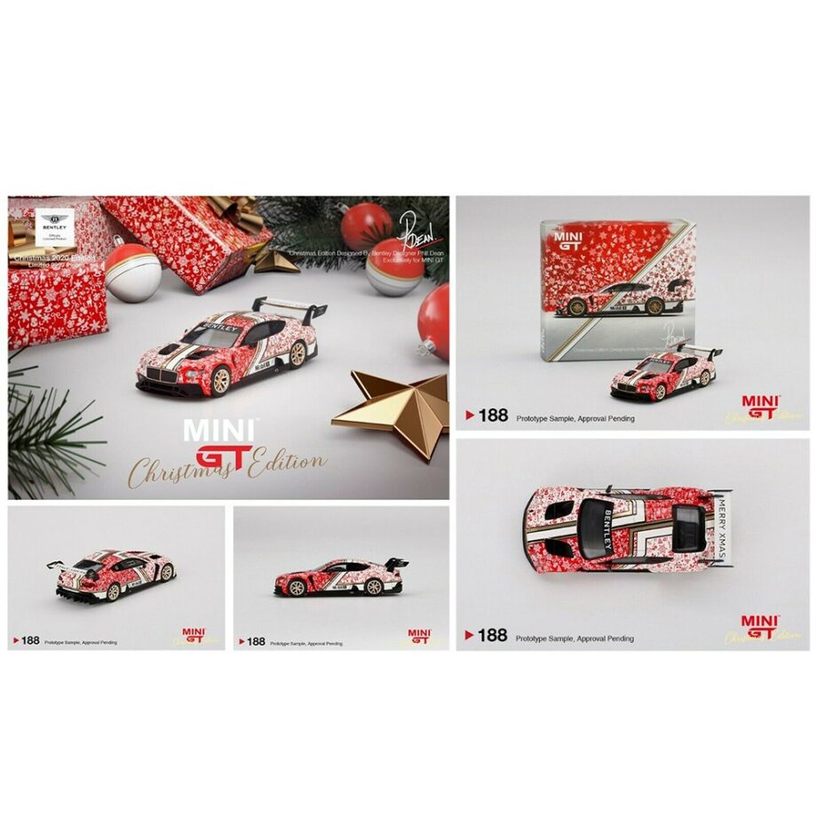 Mini GT MGT00188 Bentley Continental GT3 2020 Christmas Edition By Bentley Designer Philip Dean 1:64