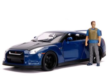 Jada 31142 Fast & Furious 2009 Nissan Skyline GT-R R35 1:18 with Brian Figure & Working Lights Blue