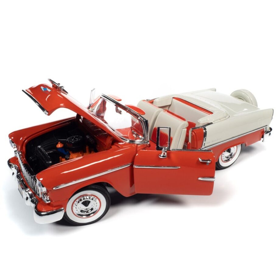 Autoworld AMM1265 1955 Chevrolet Bel Air Convertible 1:18 Red / White