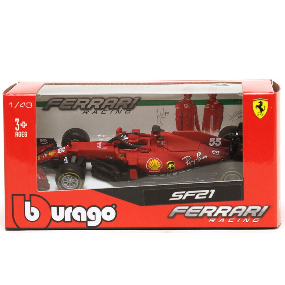 BBurago Race 18-36829 Ferrari SF21 #55 Di C. Sainz, Scuderia Ferrari, Formula 1, 2021, Scala 1:43, Modello Finito