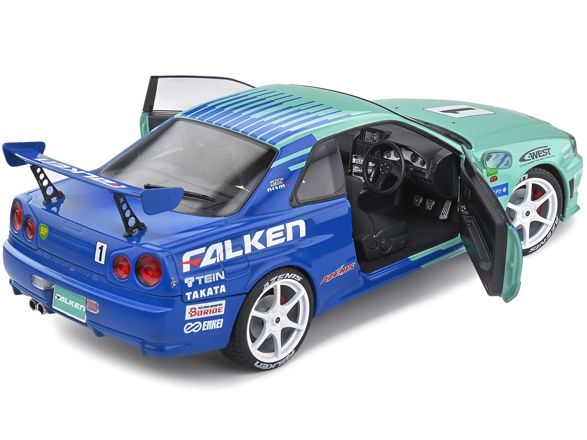 Solido S1804304 1999 Nissan Skyline GT-R R34 Falken Drift Livery 1