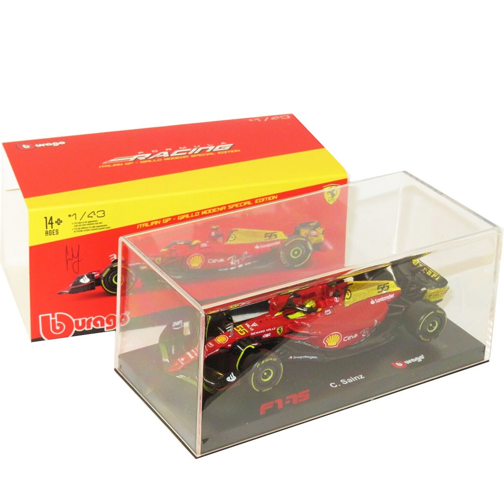 Bburago 1:18 Ferrari F1-75 #55 C. Sainz – 2022 – Italian GP – Giallo Modena