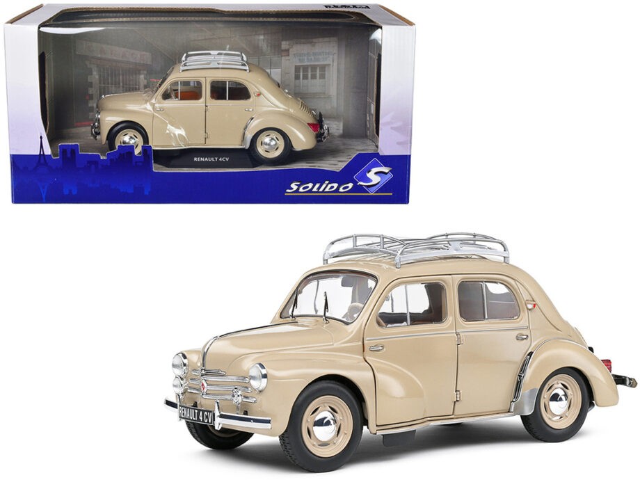 Solido S1806605 1956 Renault 4CV with Roof Rack 1:18 Beige Tourterelle