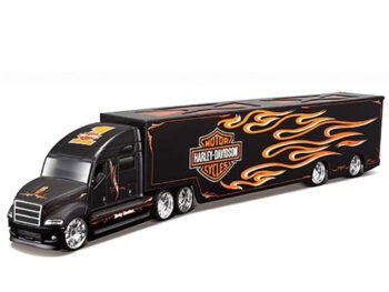 Maisto 11516 BK H.D Custom Harley Davidson Haulers with Flames 1:64 Black