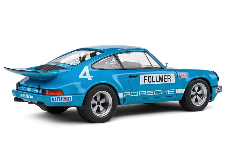 Solido S1810702 Porsche 911 RS 3.0 #4 IROC Riverside 1974 1:18 Follmer Blue