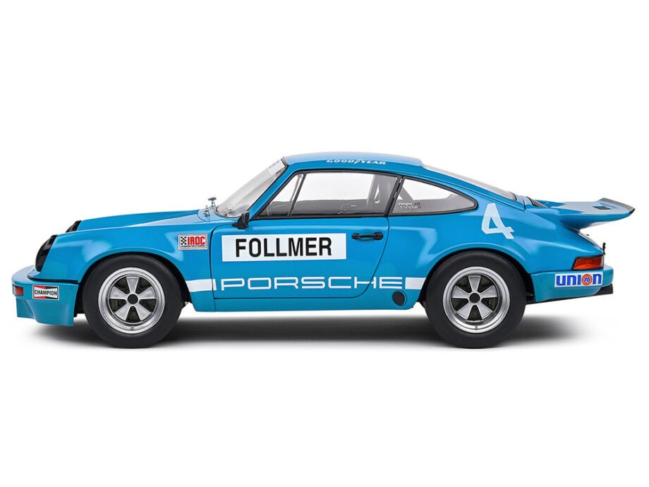 Solido S1810702 Porsche 911 RS 3.0 #4 IROC Riverside 1974 1:18 Follmer Blue
