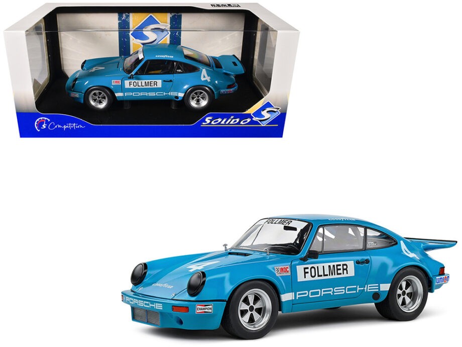 Solido S1810702 Porsche 911 RS 3.0 #4 IROC Riverside 1974 1:18 Follmer Blue