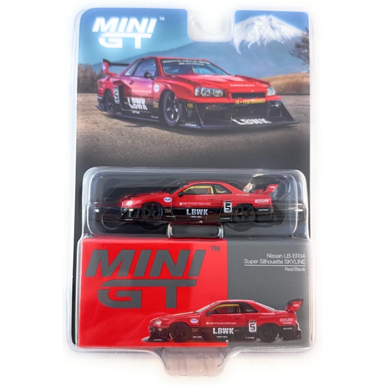 thumbnail image 2 of Mini GT 1/64 Nissan Skyline LB-ER34 Super Silhouette – Red & Black, RHD, Limited Edition Diecast Model MGT00843 2 of 4