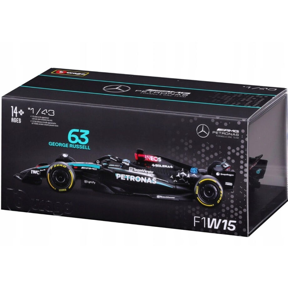 Bburago 18-38209 GR F1 Mercedes Benz AMG Petronas W15 1:43 with Driver #63 George Russell