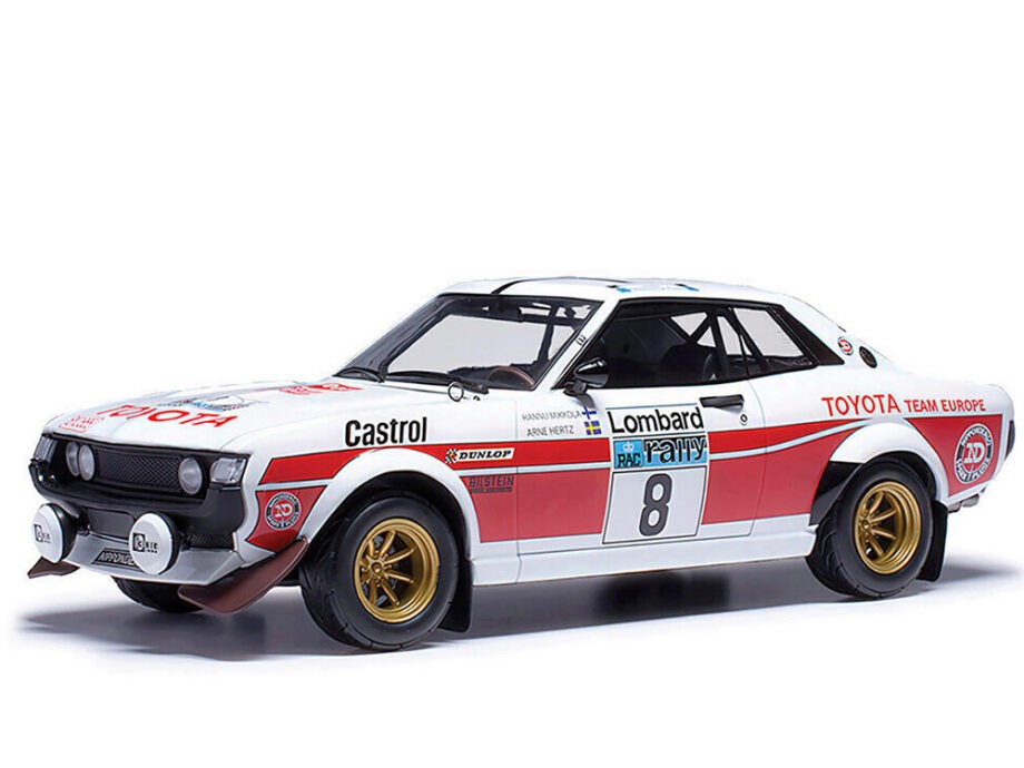 Ixo Models 18RMC189A22 1977 Toyota Celica 2000 GT RA21 #18 RAC Rally Mikkola-A Hertz 1:18 White / Red