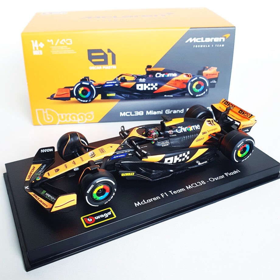 Bburago 18-38215 OP F1 McLaren MCL38 Miami GP 2024 1:43 with Driver #81 Oscar Piastri