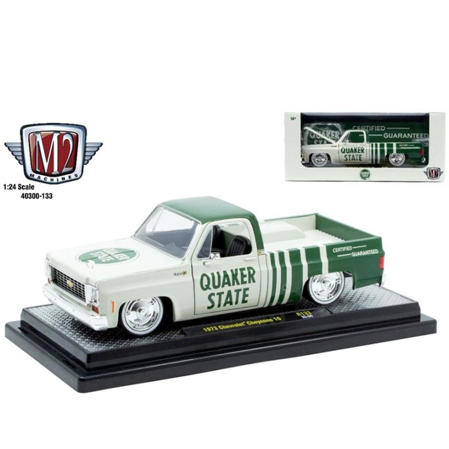M2 Machines 40300 133 B 1973 Chevrolet Cheyenne 10 Quaker State 1:24 Green / White